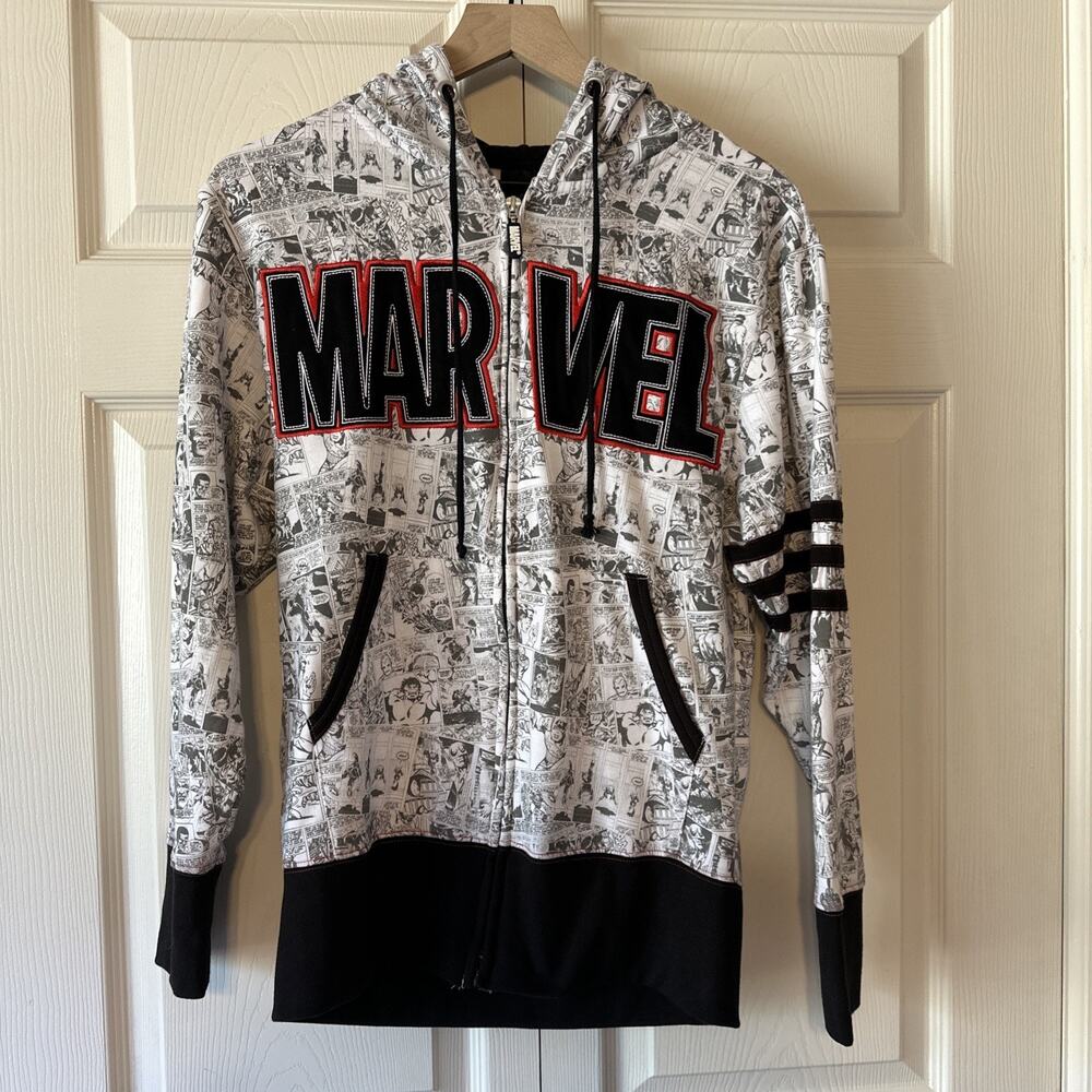 NWOT - Marvel Superhero Comics Graphic Zip Up Hoodie w/Pockets - Adult Size XS